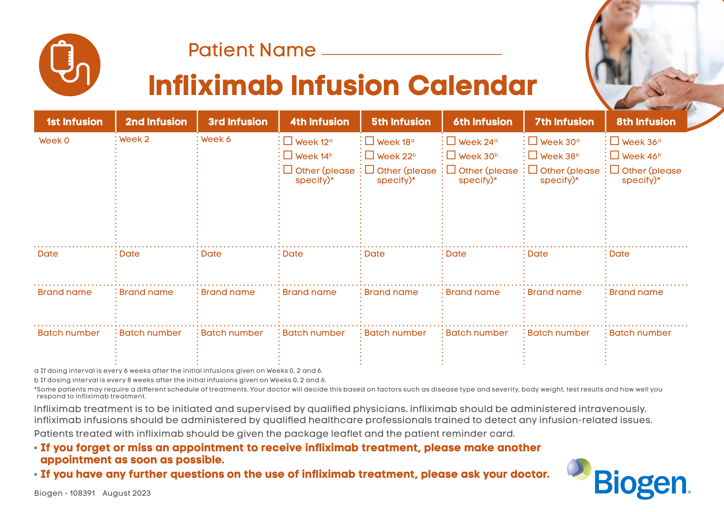 infusion scheduler infliximab